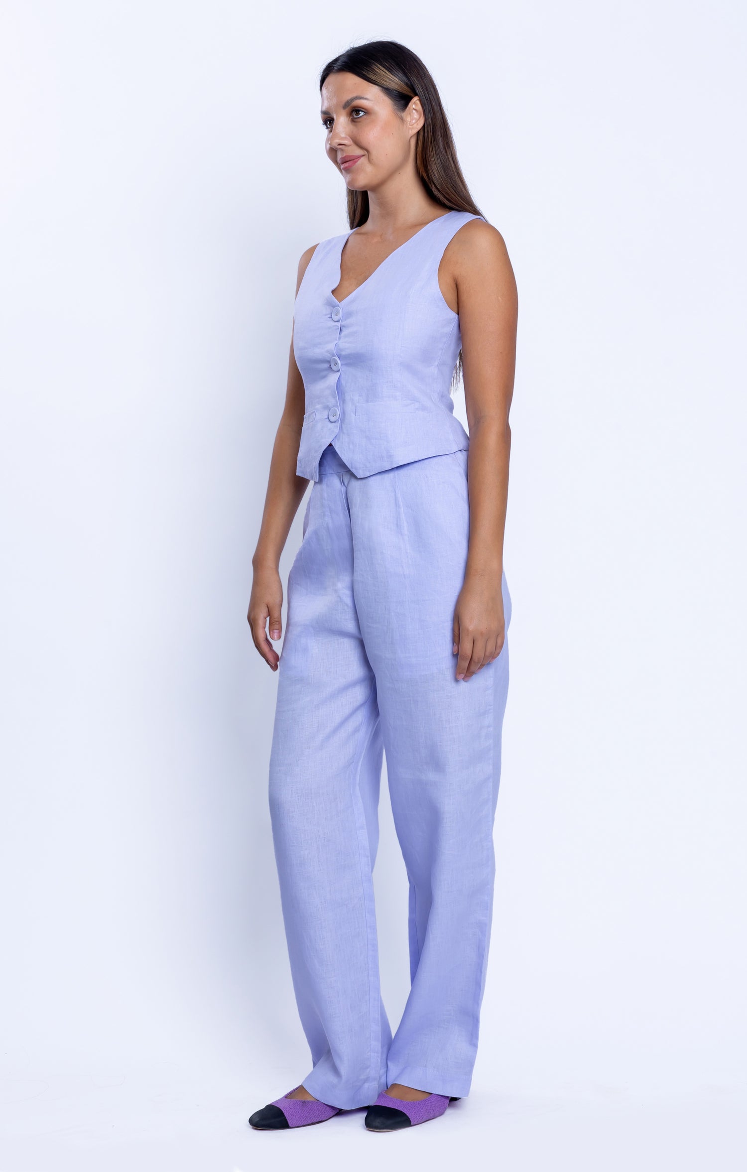 Pale Lilac inen Waistcoat and Loose Pants