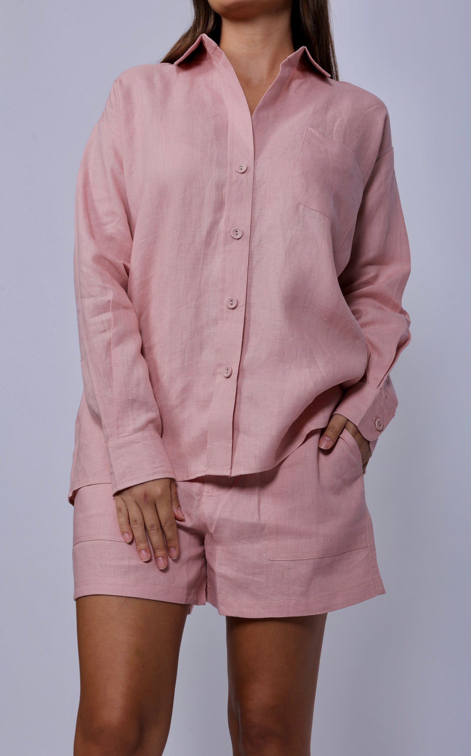 Carnation Pink Shorts and Oversized Shirt